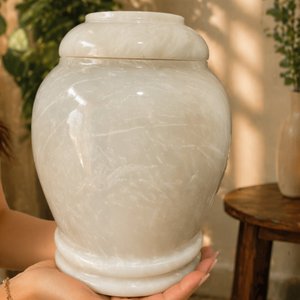 Marble Ashes Urn - White - 8"