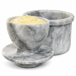 Marble butter keeper, French butter crock, Butter keepers to leave on counter, Butter crock with lid for countertop, French butter dish - Gray