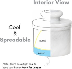 Marble Butter Bell Crock with Lid, French Butter Keeper for Countertop, Keeps Butter Fresh and Spreadable thumbnail 8