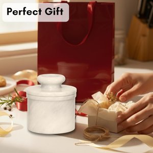 Marble Butter Bell Crock with Lid, French Butter Keeper for Countertop, Keeps Butter Fresh and Spreadable thumbnail 9