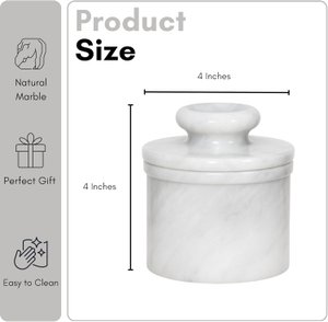 Marble Butter Bell Crock with Lid, French Butter Keeper for Countertop, Keeps Butter Fresh and Spreadable thumbnail 3