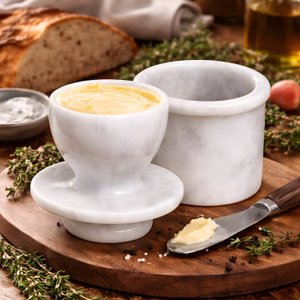 Marble Butter Bell Crock with Lid, French Butter Keeper for Countertop, Keeps Butter Fresh and Spreadable thumbnail 2