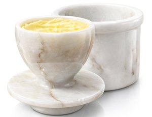 Marble butter keeper, French butter crock, Butter keepers to leave on counter, Butter crock with lid for countertop, French butter dish - White