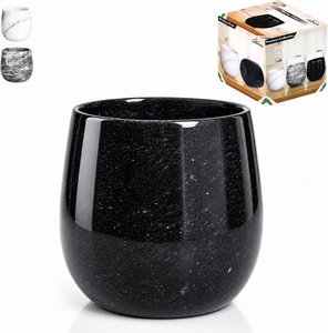 Natural Marble Whiskey Glass, Handmade Stone Tumbler for Bourbon, Scotch, Cocktails & Wine, Marble Drinking Glass for Home Bar, Kitchen & Gift Giving - Black