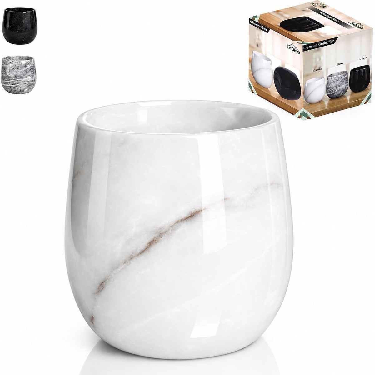 Natural Marble Whiskey Glass, Handmade Stone Tumbler for Bourbon, Scotch, Cocktails & Wine, Marble Drinking Glass for Home Bar, Kitchen & Gift Giving - View product details Natural Marble Whiskey Glass, Handmade Stone Tumbler for Bourbon, Scotch, Cocktails & Wine, Marble Drinking Glass for Home Bar, Kitchen & Gift Giving - Premium handcrafted marble dining from LaOnyx