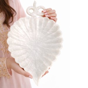 Marble Leaf Shape Tray - White