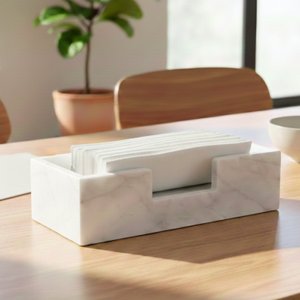 Marble Napkin Holder Rectangle - White