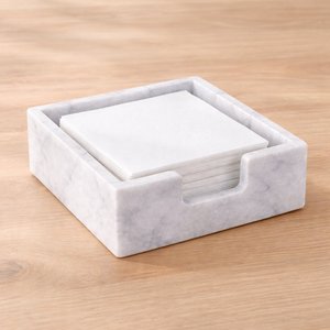 Marble Napkin Holder Square - White