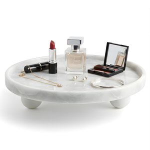 Marble Round Jewelry Tray - White