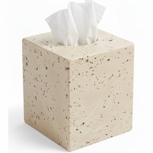 Marble Tissue Box  - Travertine
