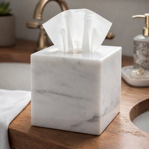 Marble Tissue Box  - WHT