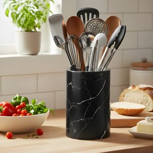 Marble Utensils Holder - Black