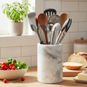 Marble Utensils Holder - White
