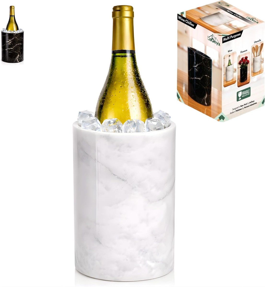 Marble Wine Chiller Bucket, White Marble Wine Bottle Chiller and Champagne Chiller, Stone Wine Cooler, No Ice or Electricity Needed - View 8