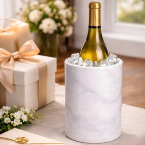 Marble Wine Chiller Bucket, White Marble Wine Bottle Chiller and Champagne Chiller, Stone Wine Cooler, No Ice or Electricity Needed thumbnail 7
