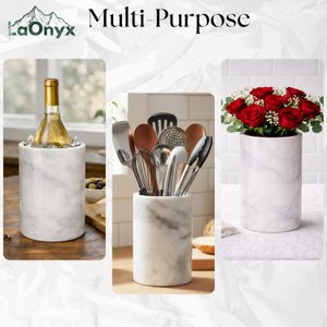 Marble Wine Chiller Bucket, White Marble Wine Bottle Chiller and Champagne Chiller, Stone Wine Cooler, No Ice or Electricity Needed thumbnail 6