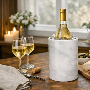 Marble Wine Chiller Bucket, White Marble Wine Bottle Chiller and Champagne Chiller, Stone Wine Cooler, No Ice or Electricity Needed thumbnail 2
